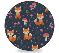JXDXHCW Set di 1 sottobicchiere in ceramica assorbente con base in sughero, simpatica volpe e funghi floreali, per casa, cucina, bar, 10 cm