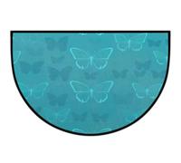 JXDXHCW Zerbino a mezza luna antiscivolo in TPR per esterni e interni, per porta d'ingresso, corridoi, ingresso, 60 x 90 cm, motivo farfalla verde acqua