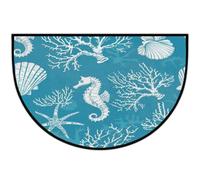 JXDXHCW Zerbino a mezza luna antiscivolo in TPR per esterni e interni, per porta d'ingresso, corridoi, ingresso, 60 x 90 cm, canto con cavallucci marini oceanici