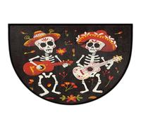 JXDXHCW Zerbino a mezza luna antiscivolo in TPR per esterni e interni, per porta d'ingresso, corridoi, ingresso, 60 x 90 cm, divertente scheletro chitarra