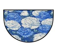 JXDXHCW Zerbino a mezza luna antiscivolo in TPR per esterni e interni, per porta d'ingresso, corridoi, ingresso, 60 x 90 cm, fiore di garofano blu bianco