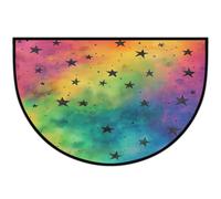JXDXHCW Zerbino a mezza luna antiscivolo in TPR per esterni e interni, per porta d'ingresso, corridoi, ingresso, 60 x 90 cm, stella nera arcobaleno
