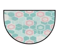 JXDXHCW Zerbino a mezza luna antiscivolo in TPR per esterni e interni, per porta d'ingresso, corridoi, ingresso, 60 x 90 cm, motivo geometrico rosa blu