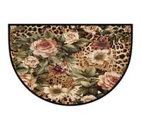 JXDXHCW Zerbino a mezza luna antiscivolo in TPR per esterni e interni, per porta d'ingresso, corridoi, ingresso, 60 x 90 cm, stampa floreale leopardata