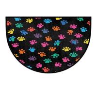 JXDXHCW Zerbino a mezza luna con retro antiscivolo in TPR per esterni e interni, per porta d'ingresso, corridoi, ingresso, 60 x 90 cm, stampa colorata di piccola zampa di cane