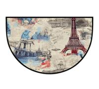 JXDXHCW Zerbino a mezza luna con retro antiscivolo in TPR per esterni e interni, per porta d'ingresso, corridoi, ingresso, 60 x 90 cm, Torre Eiffel retrò Londra New York City