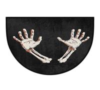 JXDXHCW Zerbino a mezza luna con retro antiscivolo in TPR per esterni e interni, per porta d'ingresso, corridoi, ingresso, 60 x 90 cm, stampa teschio a mano