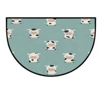 JXDXHCW Zerbino a mezza luna con retro in TPR antiscivolo, per esterni e interni, per porta d'ingresso, corridoi, ingresso, 60 x 90 cm, motivo mucca piccola foglia di tè chiaro