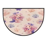 JXDXHCW Zerbino a mezza luna con retro in TPR antiscivolo, per esterni e interni, per porta d'ingresso, corridoi, ingresso, 60 x 90 cm, grazioso motivo sirena