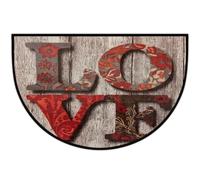 JXDXHCW Zerbino a mezza luna con retro in TPR antiscivolo, per esterni e interni, per porta d'ingresso, corridoi, ingresso, 60 x 90 cm, lettere d'amore floreali in legno rustico
