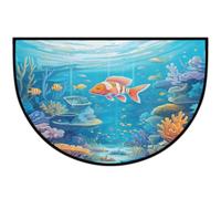 JXDXHCW Zerbino a mezza luna con retro in TPR antiscivolo, per esterni e interni, per porta d'ingresso, corridoi, ingresso, 60 x 90 cm, Sea World Carol Fish