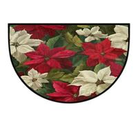 JXDXHCW Zerbino a mezza luna con retro in TPR antiscivolo, per esterni e interni, per porta d'ingresso, corridoi, ingresso, 60 x 90 cm, stelle di Natale con foglie verdi