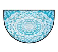 JXDXHCW Zerbino a mezza luna con retro in TPR antiscivolo, per esterni e interni, per porta d'ingresso, corridoi, ingresso, 60 x 90 cm, motivo mandala etnico blu floreale