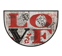 JXDXHCW Zerbino a mezza luna con retro in TPR antiscivolo, per esterni e interni, per porta d'ingresso, corridoi, ingresso, 60 x 90 cm, lettere d'amore rustiche in legno rosso nero