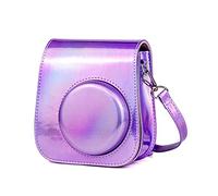 JXE - Custodia protettiva in pelle PU con brillantini, con tracolla regolabile, compatibile con Fujifilm Instax Mini 11