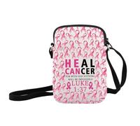 JXGZSO Borsa a tracolla con motivo a nastro rosa per incoraggiamento al cancro al seno, regalo a tema cancro, Guarisci il cancro, small