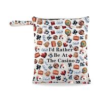 JXGZSO Divertente regalo per giocatori d'azzardo con scritta in inglese "I'd Rather Be At The Casino", pochette con dadi fortunati, idea regalo per gli amanti del casinò, Preferirei essere al casinò