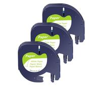 JXHDWYTYO 3 nastri da 12 mm con stampa nera su carta plastica bianca, compatibili con i materiali di consumo della stampante 91330 91331 LT16952(3PK White(Paper))
