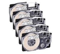 JXHDWYTYO 5 etichette nere su trasparenti 9 mm x 8 m compatibili con la stampante per etichette AR-9X standard KL-60 KL-120 KL-HD1 KL-P350W KL-430