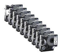 JXHDWYTYO 5PCS 10PCS D1 Nastro per etichette standard 12mm compatibile con stampante LabelManager 100 250 r A45013 45010 45020(10PK Black on silver)