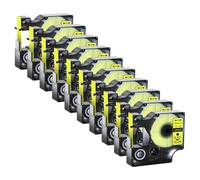 JXHDWYTYO 5PCS 10PCS D1 Nastro per etichette standard 12mm compatibile con stampante LabelManager 100 250 r A45013 45010 45020(10PK Black on yellow)