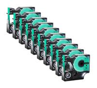 JXHDWYTYO 5PCS 10PCS D1 Nastro per etichette standard 12mm compatibile con stampante LabelManager 100 250 r A45013 45010 45020(10PK Black on green)