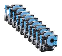 JXHDWYTYO 5PCS 10PCS D1 Nastro per etichette standard 12mm compatibile con stampante LabelManager 100 250 r A45013 45010 45020(10PK Black on blue)
