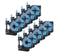 JXHDWYTYO Confezione da 10 nastri per etichette standard da 12 mm compatibili con i materiali di consumo per stampante LabelManager 200 45013 45010 45016 45021(10PK Black on Blue)