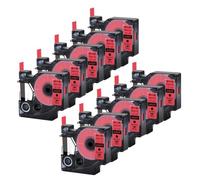 JXHDWYTYO Confezione da 10 nastri per etichette standard da 12 mm compatibili con i materiali di consumo per stampante LabelManager 200 45013 45010 45016 45021(10PK Black on Red)