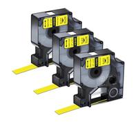 JXHDWYTYO Etichette in nylon flessibile Nastro da 12 mm compatibile con stampante A18488 A18490 S0718100 S0718080 per codice articolo 1000 5200(3PK Black on Yellow)