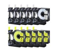 JXHDWYTYO Nastri per etichette nero su bianco e nero su giallo da 10 pezzi da 12 a 19 mm compatibili con D1 45013 45018 45803 LabelManager 300 350 350D 360D 400