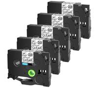 JXHDWYTYO Nastro identificativo flessibile, confezione da 5, 6 mm, 9 mm, 12 mm, 18 mm, 24 mm, compatibile con FX231 FX221 FX211 FX631 FX131 Nastro per stampante per etichette(5PK Black on clear)