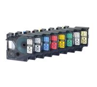 JXHDWYTYO Nastro per etichette da 8 mm con stampa nera su bianco trasparente rosso blu giallo verde compatibile con D1 45010 45013 45018 45020