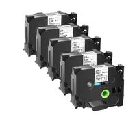 JXHDWYTYO Sostituzione del nastro per etichette da 5 pezzi da 24 mm per nastro adesivo per etichette bianche laminato TZE-251 compatibile con PTD600 PT-P710BT
