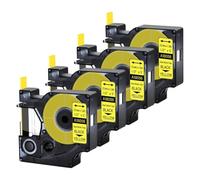 JXHDWYTYO Tubi termorestringenti da 12 mm compatibili con le etichette della stampante F 18051 18052 18055 per 4000 5000(4PK Black on Yellow)
