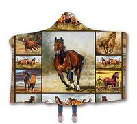 jxjc Animale Drago Orso Stampa Bambino Coperta con Cappuccio Coperta in Pile E Getta Coperte per Letti Coperta Morbida Indossabile in Velluto A Doppio Strato 150X200 Cm Colore Immagine