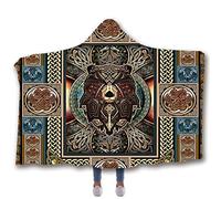 jxjc Animale Drago Orso Stampa Bambino Coperta con Cappuccio Coperta in Pile E Getta Coperte per Letti Coperta Morbida Indossabile in Velluto A Doppio Strato 130X150 Cm Colore Immagine