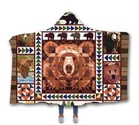 jxjc Animale Drago Orso Stampa Bambino Coperta con Cappuccio Coperta in Pile E Getta Coperte per Letti Coperta Morbida Indossabile in Velluto A Doppio Strato 150X200 Cm Colore Immagine