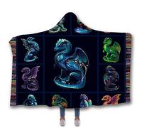 jxjc Animale Drago Orso Stampa Bambino Coperta con Cappuccio Coperta in Pile E Getta Coperte per Letti Coperta Morbida Indossabile in Velluto A Doppio Strato 130X150 Cm Colore Immagine