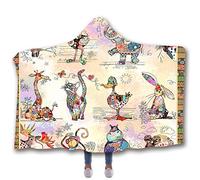 jxjc Animale Drago Orso Stampa Bambino Coperta con Cappuccio Coperta in Pile E Getta Coperte per Letti Coperta Morbida Indossabile in Velluto A Doppio Strato 150X200 Cm Colore Immagine