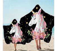 jxjc Asciugamano da Bagno in Microfibra con Unicorno 3D con Cappuccio Asciugamano con Cappuccio per Bambini Cartoon Floreale Adulto Indossabile Coperta da Spiaggia Coperta Bambino 127X152 Cm 1Pc J