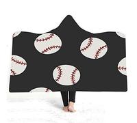 jxjc Baseball 3D Coperta con Cappuccio in Pile Blu Oceano Indossabile Peluche Coperta Coperta sul Divano Letto Spesso Caldo 130X150 Cm 31