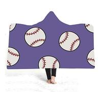 jxjc Baseball 3D Coperta con Cappuccio in Pile Blu Oceano Indossabile Peluche Coperta Coperta sul Divano Letto Spesso Caldo 150X200 Cm 2