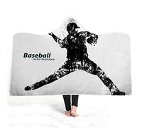 jxjc Baseball 3D Coperta con Cappuccio in Pile Blu Oceano Indossabile Peluche Coperta Coperta sul Divano Letto Spesso Caldo 130X150 Cm 3