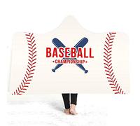 jxjc Baseball 3D Coperta con Cappuccio in Pile Blu Oceano Indossabile Peluche Coperta sul Letto Divano Spesso Caldo 130X150 Cm 13