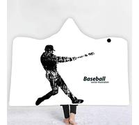 jxjc Baseball 3D Coperta con Cappuccio in Pile Blu Oceano Indossabile Peluche Coperta sul Letto Divano Spesso Caldo 130X150 Cm 23