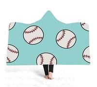 jxjc Baseball 3D Coperta con Cappuccio in Pile Blu Oceano Indossabile Peluche Coperta sul Letto Divano Spesso Caldo 130X150 Cm 16