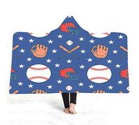 jxjc Baseball 3D Coperta con Cappuccio in Pile Blu Oceano Indossabile Peluche Coperta sul Letto Divano Spesso Caldo 130X150 Cm 11