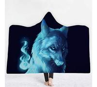 jxjc Cane Lupo 3D Stampa Bambino Felpa con Cappuccio Coperta Coperta in Pile Corallo Coperta con Cappuccio Inverno Caldo Viaggio Aereo Divano Letto Picnic Coperta Coperta Bambini 150X200 Cm 16 Colori