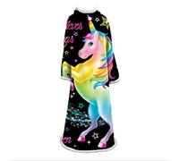 jxjc Coperta 3D Modello Unicorno Colorato Coperta Pigra per Bambini Adulti 3D Stampa Digitale in Cotone Velluto Coperta Spessa con Coperta Divano Manica 127 * 178 Cm A